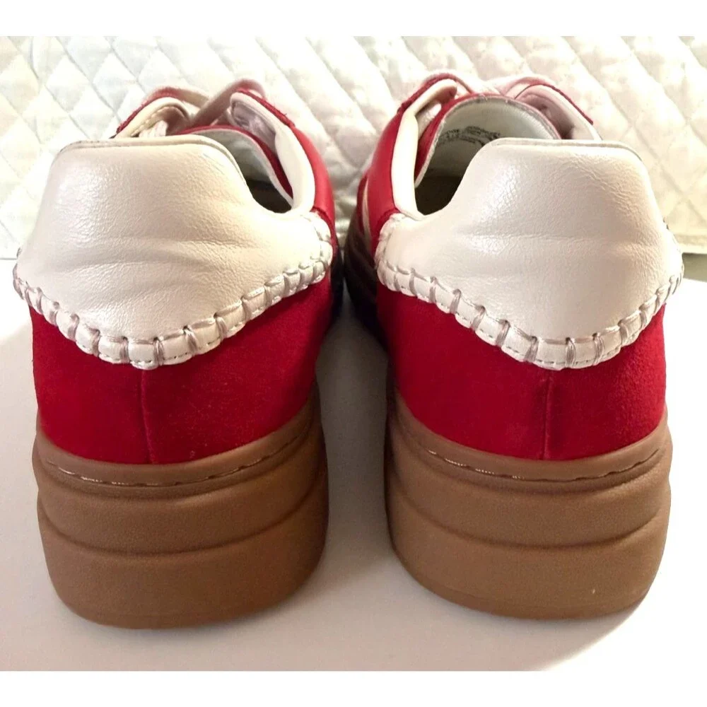 Womens Sneakers Steve Madden  Red  Suede Leather Upper / Platform Sole, Size 9M